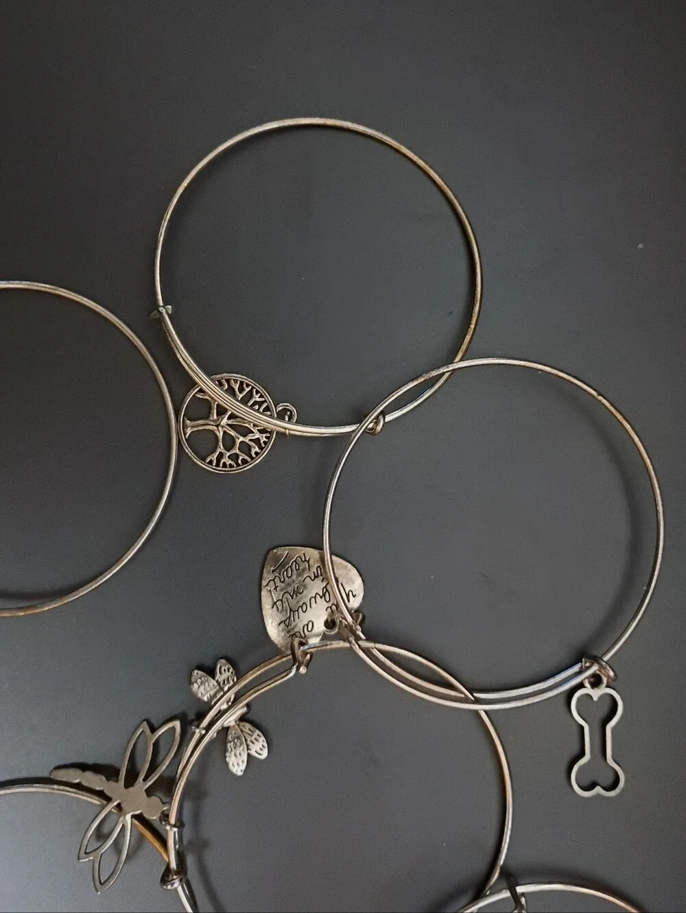 Seven (7) Wire Charm Bangle Bracelets